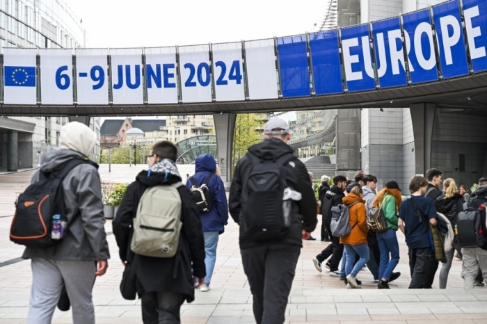 Die Vorbereitungen in Brüssel für die EU-Wahlen 2024. Foto: epa/Frederic Sierakowski