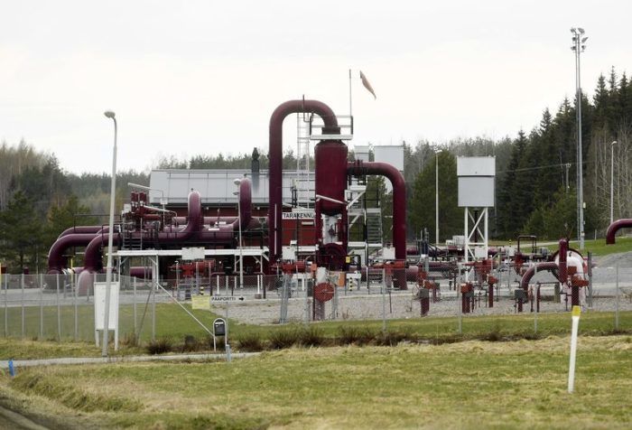 Gasanlage von Gasum in Räikkölä, Imatra. Russland stellt die Gas-Lieferungen nach Finnland nach Angaben des finnischen Energiekonzerns Gasum am frühen Samstagmorgen ein. Foto: Vesa Moilanen