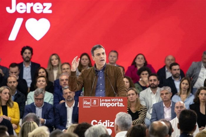 Der spanische Ministerpräsident Pedro Sanchez führt einen Wahlkampf für die Kommunal- und Regionalwahlen. Foto: epa/Roman Rios