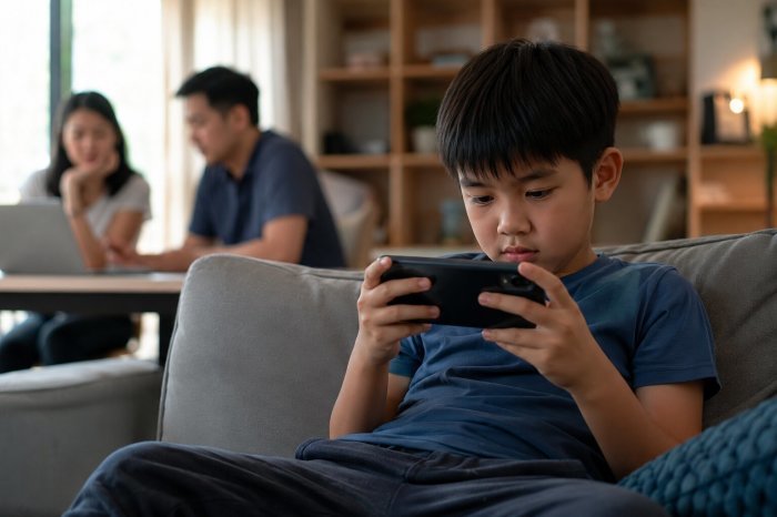 Digitale Medien gehören heute zum Alltag vieler Kinder und stehen zunehmend im Mittelpunkt gesellschaftlicher Diskussionen. Bild: KI generiert