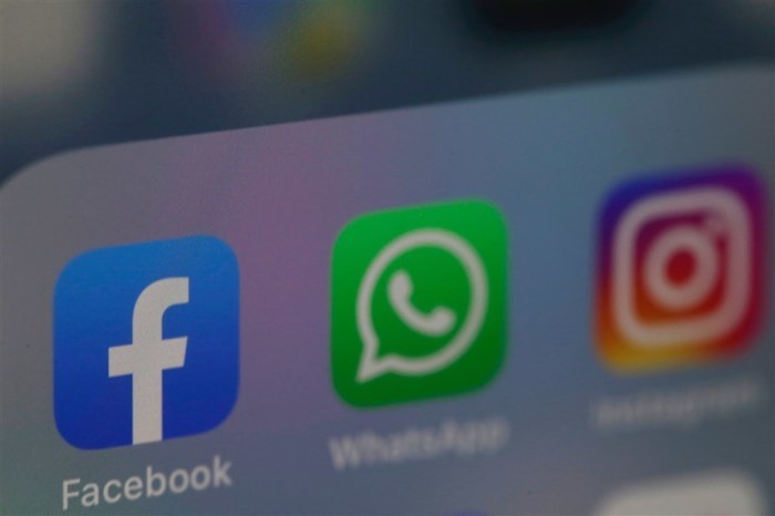 Facebook-, WhatsApp- und Instagram-Symbole sind auf einem Handy zu sehen. Foto: epa/Andrej Cukic