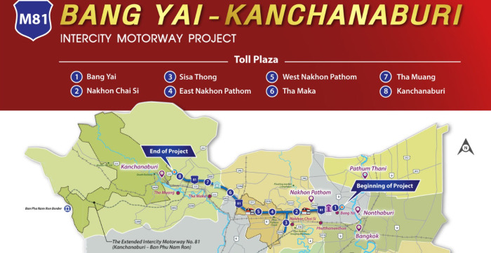 Die neue M81 Autobahn zwischen Nonthaburi und Kanchanaburi öffnet während Songkran kostenfrei, um Reisen zu erleichtern und den Tourismus in der Region zu beleben. Screen: motorway-m81.com