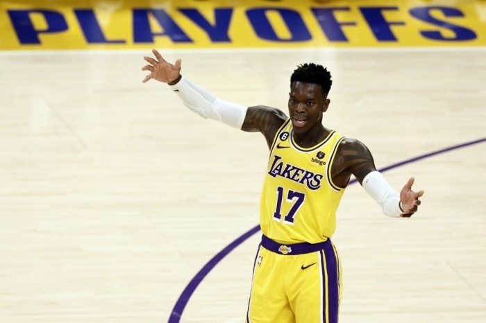 Der Spieler der Los Angeles Lakers, Dennis Schroder. Foto: epa/Etienne Laurent Shutterstock Out