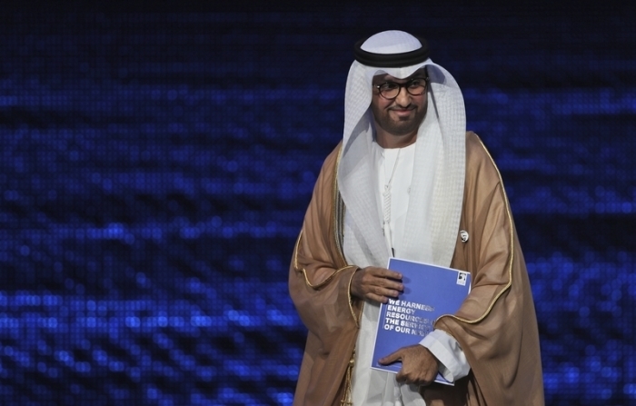 Sultan Ahmed al-Dschaber, der emiratische Staatsminister und CEO der staatlichen Abu Dhabi National Oil Co., nimmt an der Eröffnungszeremonie der Abu Dhabi International Petroleum Exhibition & Conference teil. Foto: Kamran Jebreili/Ap/dpa
