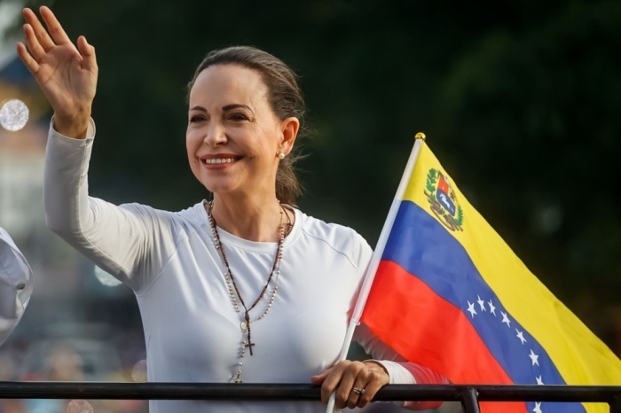 Die venezolanische Oppositionsführerin Maria Corina Machado gewinnt den Friedensnobelpreis. Foto: epa/Miguel Gutierrez