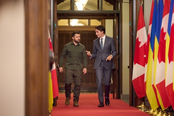 Der Präsident der Ukraine Zelensky trifft den kanadischen Premierminister Trudeau in Ottawa. Foto: epa/Ukrainian Presidential Press Service