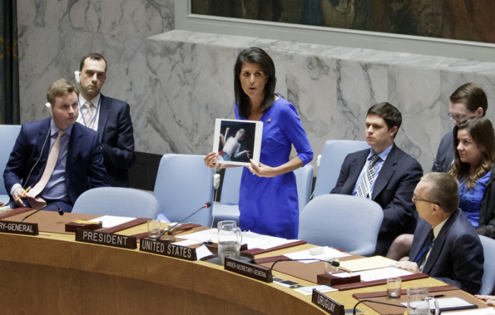  Die US-Amerikanische UN-Botschafterin Nikki Haley. Foto: epa/Justin Lane