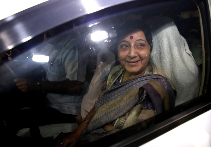  Indiens Außenministerin Sushma Swaraj. Foto: epa/Rajat Gupta