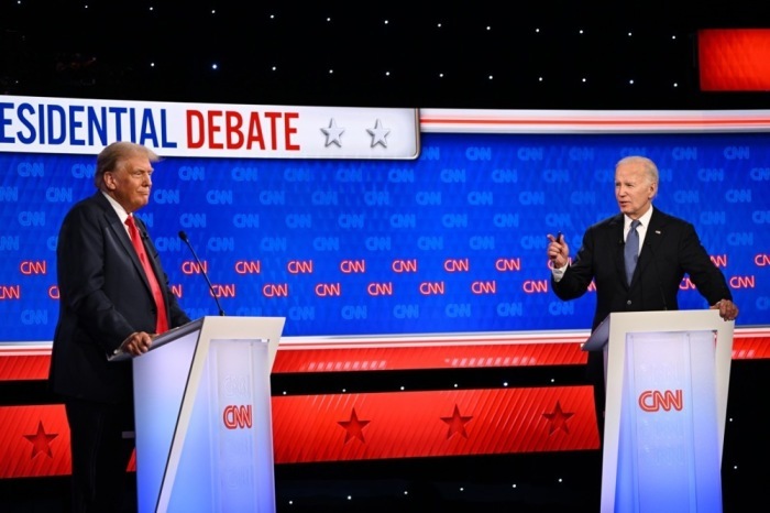 Erste Debatte der Präsidentschaftswahlen 2024 zwischen US-Präsident Joe Biden und dem ehemaligen US-Präsidenten Donald J. Trump. Foto: epa/Will Lanzoni