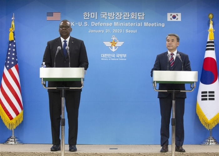 Besuch des US-amerikanischen Verteidigungsministers Lloyd Austin in Korea. Foto: epa/Jeon Heon-kyun