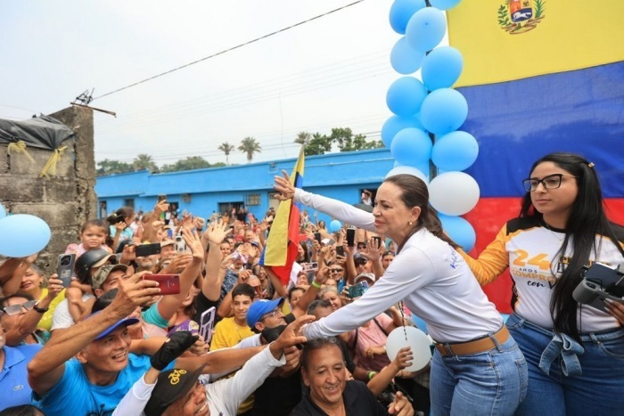 Die venezolanische Oppositionsführerin Maria Corina Machado wurde von der Veranstaltung ausgeschlossen. Foto: epa/Maria Corina Machado Pressestelle Handout