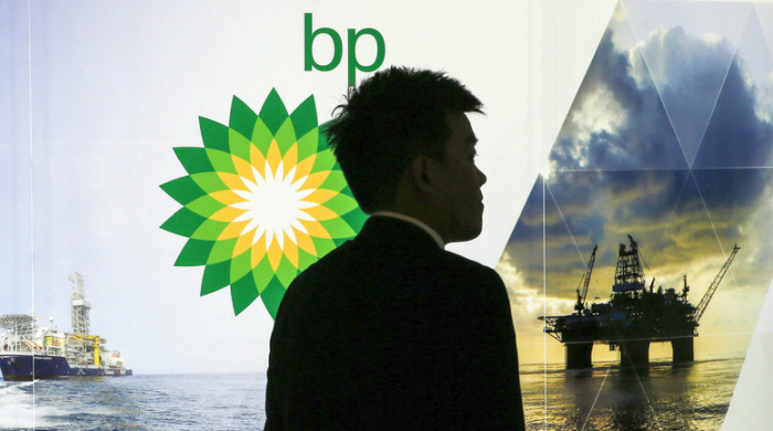 Logo des britischen Öl- und Gasmultis BP. Foto: epa/Sergei Ilnitsky