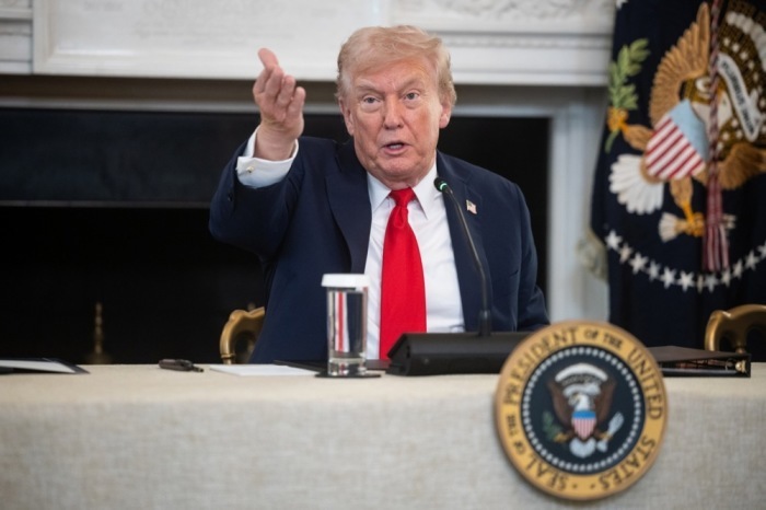 Der republikanische Präsident Donald J. Trump spricht während seines Commit in Las Vegas. Foto: EPA-EFE/Allison Dinner