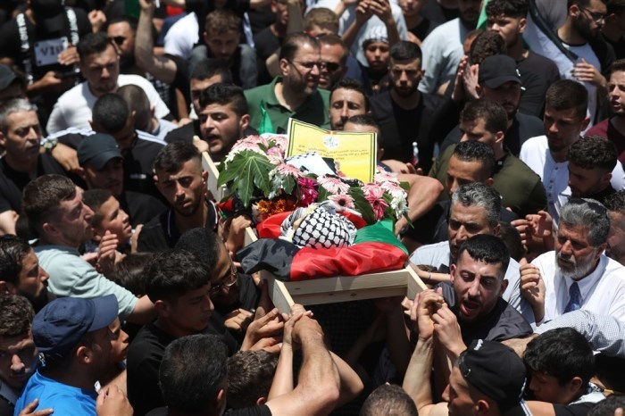 Beisetzung des dreijährigen Mohammad Haitham Tamimi in der Nähe der Westbankstadt Ramallah. Foto: epa/Alaa Badarneh