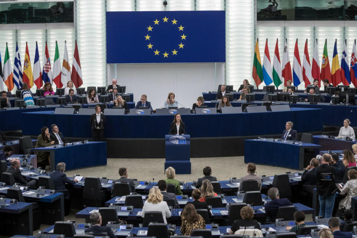 Plenarsitzung im Europäischen Parlament in Straßburg. Foto: epa/Christophe Petit Tesson