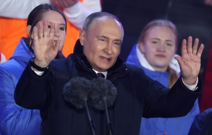 Russlands Präsident und Präsidentschaftskandidat Wladimir Putin in Moskau. Foto: epa/Sergei Ilnitsky