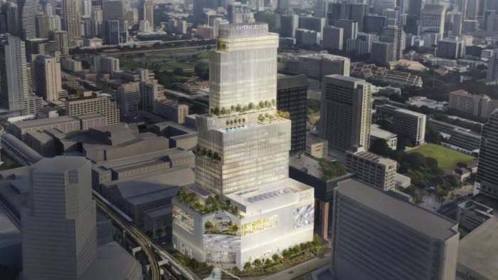 Visualisierung des neuen Mixed-Use-Projekts CenTRal cENtrAL am Siam Square mit Einkaufszentrum, Büros und Hotel. Bild: CPN