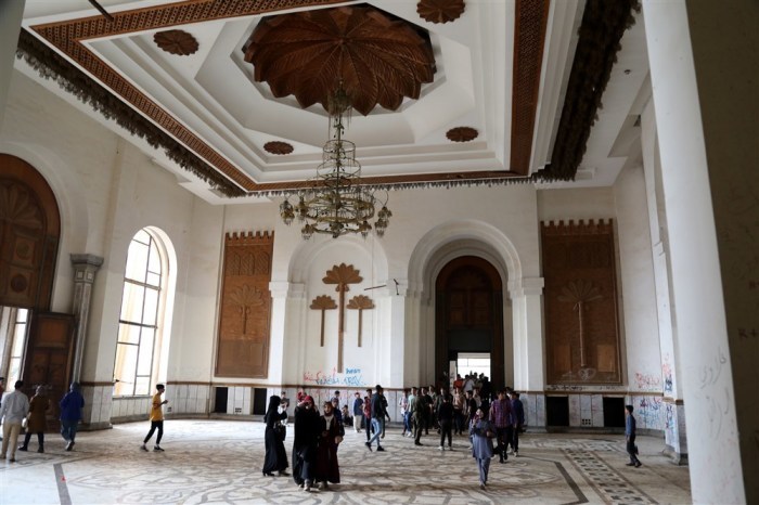 Der Palast von Saddam Hussein in Babylon wird 20 Jahre nach dem Einmarsch in den Irak zu einem Museum und einem Ort der Besichtigung. Foto: epa/Ahmed Jalil Attention
