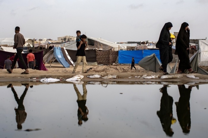 Binnenflüchtlinge unter den Palästinensern in Rafah. Foto: epa/Haitham Imad