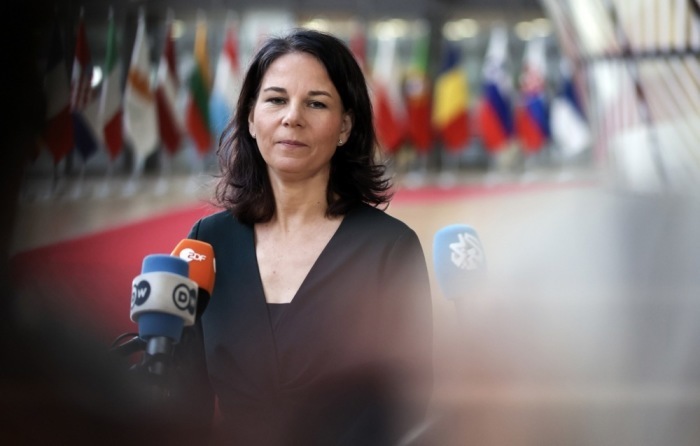 Außenministerin Annalena Baerbock in Brüssel. Foto: epa/Olivier Hoslet