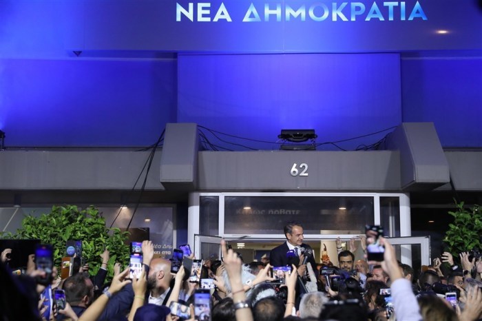 Griechischer Ministerpräsident und Parteichef der Neuen Demokratie, Kyriakos Mitsotakis. Foto: epa/George Vitsaras