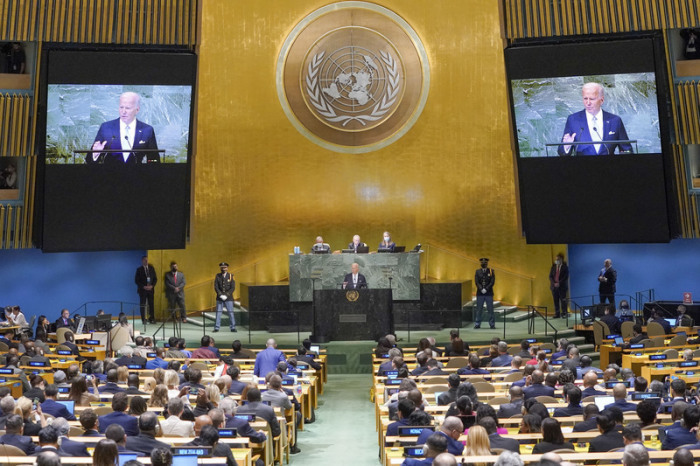 Joe Biden, Präsident der USA, spricht auf der 77. Sitzung der UN-Generalversammlung im UN-Hauptquartier. Foto: Mary Altaffer