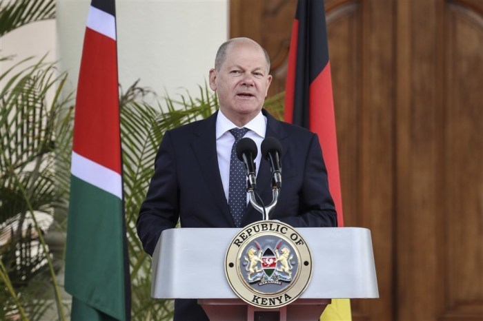 Olaf Scholz, deutscher Bundeskanzler, besucht Kenia. Foto: epa/Daniel Irungu