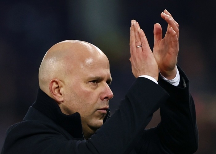 Der Manager des FC Liverpool, Arne Slot, in Liverpool. Foto: epa/Adam Vaughan