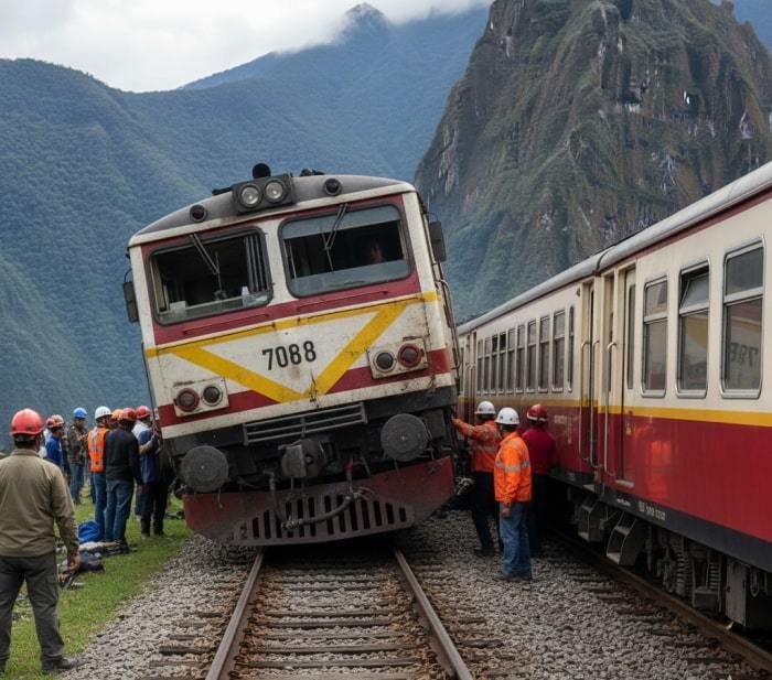 Tragödie am Machu Picchu: Ein Toter nach Frontalkollision zweier Züge in unwegsamem Gelände. Foto: Der Farang (ai)