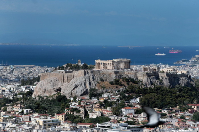 Eine allgemeine Ansicht des Akropolis-Hügels vom Lycabettus-Hügel in Athen aus gesehen. Foto: epa/Pantelis Saitas
