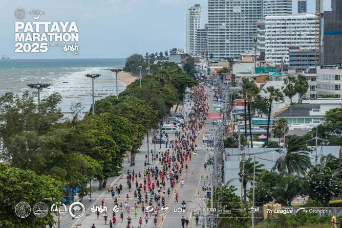 Der Pattaya Marathon führt traditionell entlang der Strandpromenade und zählt zu den größten Straßenlaufveranstaltungen Thailands. Archivbild: Pattaya Marathon