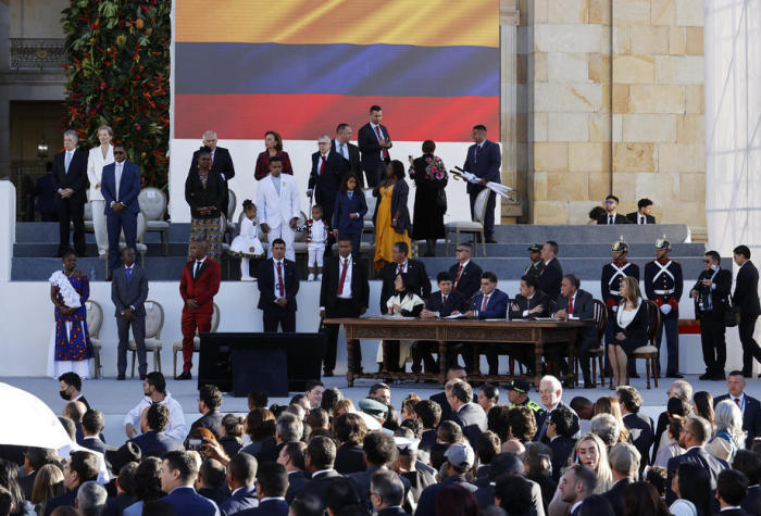 Zeremonie der Amtseinführung von Präsident Gustavo Petro auf der Plaza Bolivar in Bogota. Foto: epa/Mauricio Duenas Castaneda