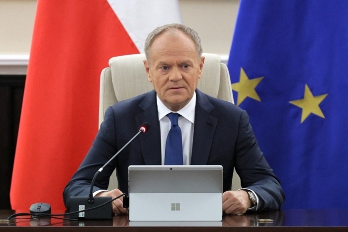 Der polnische Ministerpräsident Donald Tusk nimmt an der Regierungssitzung im Ministerpräsidentenamt in Warschau teil. Foto: epa/Pawel Supernak