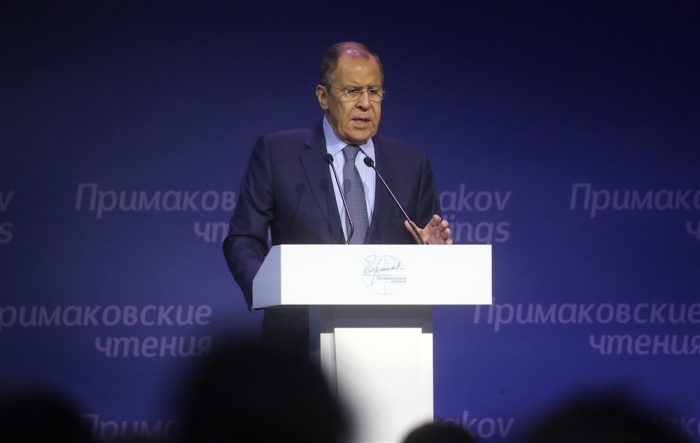 Der russische Außenminister Sergej Lawrow nimmt am Internationalen Forum der Primakow-Lesungen in Moskau teil. Foto: epa/Maxim Shipenkov