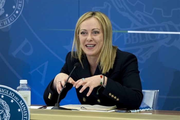 Giorgia Melonis Pressekonferenz. Foto: epa/Ansa/massimo Percossi