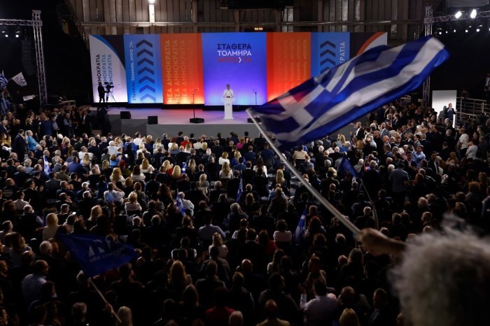 Griechenlands Premierminister und Vorsitzender der Neuen Dimokratia Kyriakos Mitsotakis. Foto: epa/Achilleas Chiras