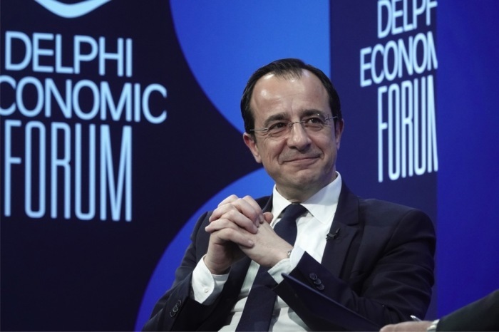 Zyperns Präsident Nikos Christodoulidis spricht beim Delphi Economic Forum über politische und Herausforderungen Europas.! Foto: epa/Charis Akriviadis