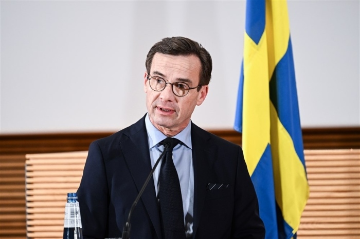 Schwedens Premierminister Ulf Kristersson. Foto: epa/Kimmo Brandt