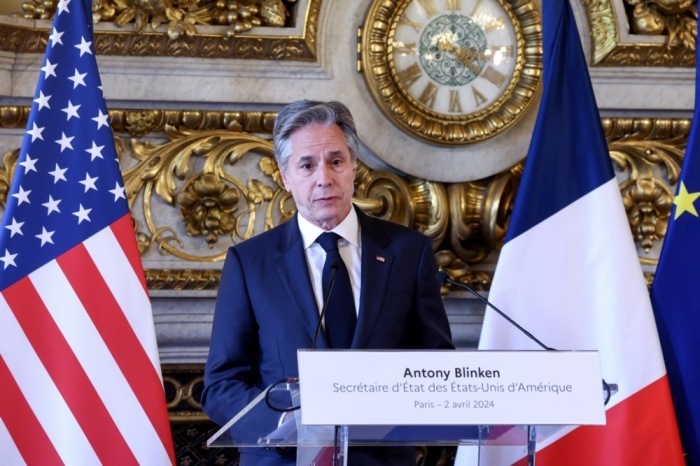Der französische Außenminister Sejourne empfängt den amerikanischen Außenminister Blinken in Paris. Foto: epa/Emmanuel Dunand / Pool