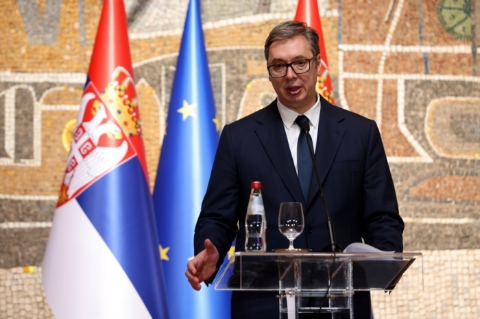 Serbischer Präsident Aleksandar Vucic in Belgrad. Foto: epa/Andrej Cukic
