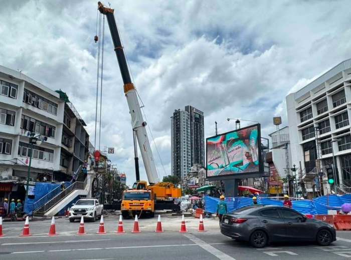 Messungen zeigen nach dem Wassereinbruch in den Tunnel der Purple Line South keine weiteren Bodensenkungen im Bereich Wongwian Yai. Bild: Bangkok Metropolitan Administration (BMA)