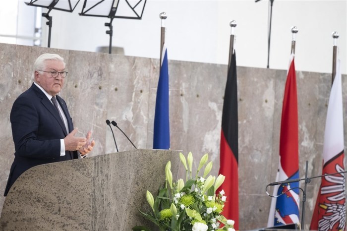 Der Bundespräsident Frank-Walter Steinmeier in Frankfurt. Foto: epa/Sebastian Gollnow