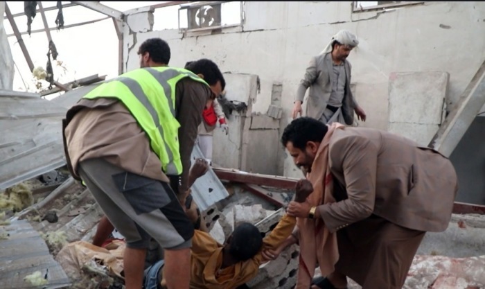 Mutmaßliche US-Luftangriffe auf ein Gefangenenlager in Saada. Foto: epa/Houthis Al-masirsah Tv