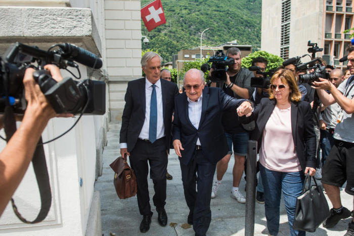 Joseph Blatter-Prozess vor dem Schweizerischen Bundesstrafgericht in Bellinzona, Schweiz. Foto: epa/Alessandro Crinari