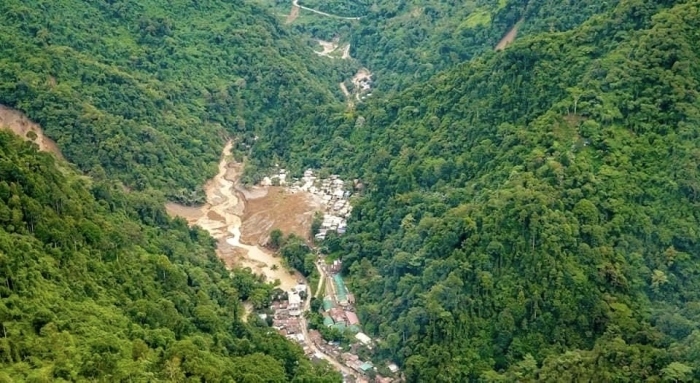 Der Erdrutsch trifft ein Bergbaudorf im Süden der Philippinen. Foto: epa/Presidentielle Kommunikationen