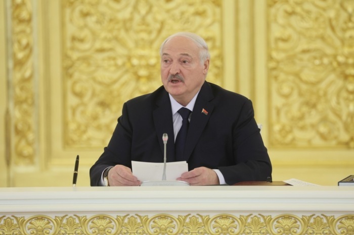 Belarus Präsident Lukaschenko spricht bei Sitzung des Unionsstaats mit Russland in Moskau über Zusammenarbeit und politische Abstimmungen. Foto: epa/Maxim Shipenkov / Pool