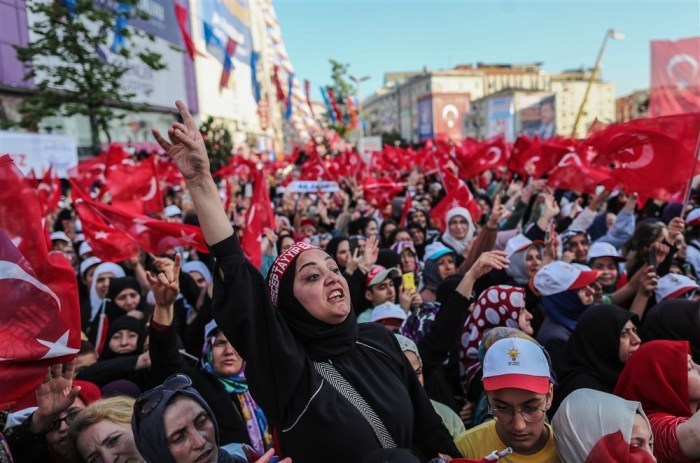 Der türkische Präsident Recep Tayyip Erdogan auf einer Wahlkampfveranstaltung in Istanbul. Foto: epa/Erdem Sahin