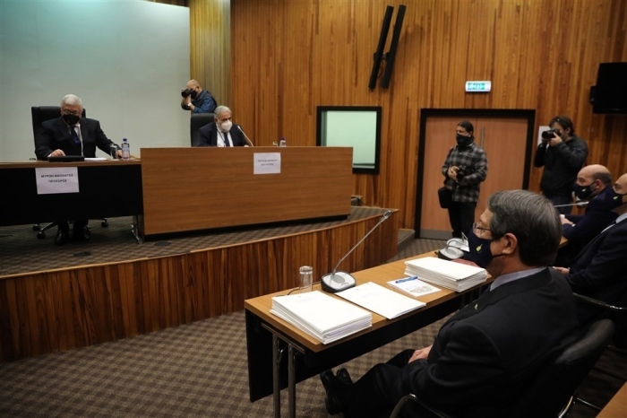 Zyperns Präsident Nicos Anastasiades sagt vor dem Untersuchungsausschuss für die außerordentliche Einbürgerung von ausländischen Investoren und Unternehmern in Nikosia aus. Foto: epa/Katia Christodoulou