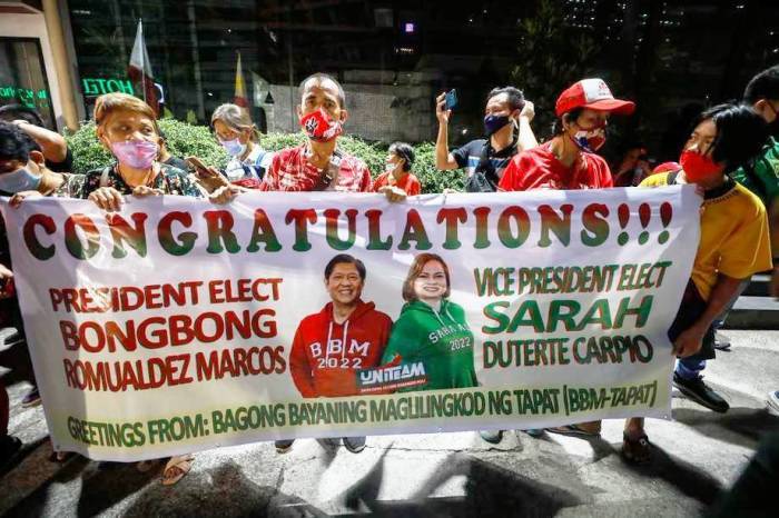 Der philippinische Kongress erklärt Bongbong Marcos offiziell zum designierten Präsidenten für die Wahlen im Mai 2022. Foto: epa/Rolex Dela Pena