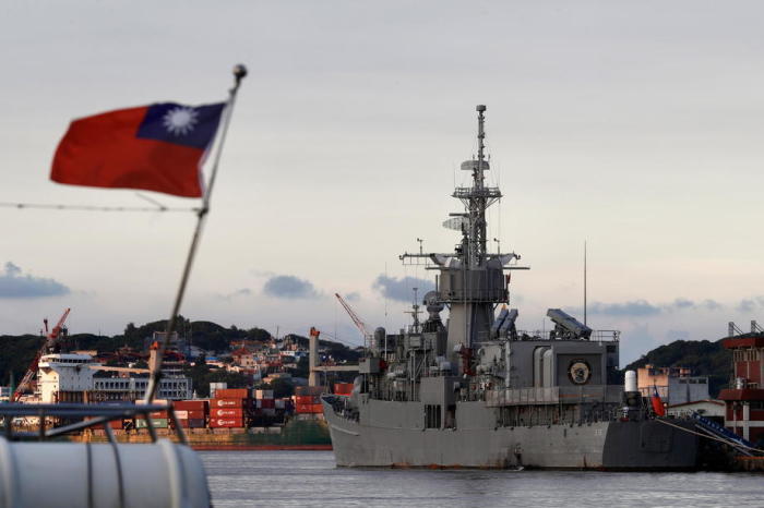 Taiwan Navy's Chi Yang-class frigate Ning Yang (FFG-938) is anchored at a harbour in Keelung city
